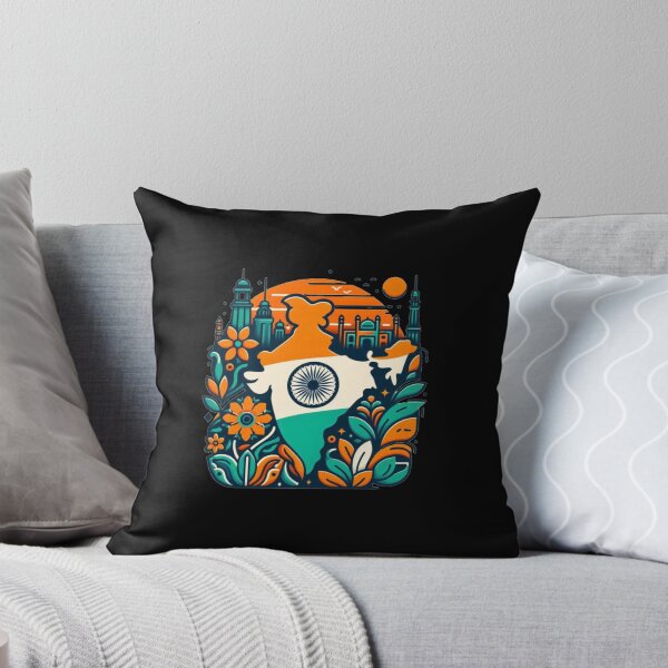 Item preview, India Map Design Tricolor Vibrant flowers minimalistic designed and sold by Kalpa.