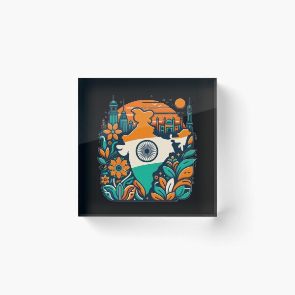 Item preview, India Map Design Tricolor Vibrant flowers minimalistic designed and sold by Kalpa.
