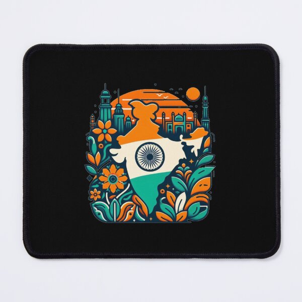 Item preview, India Map Design Tricolor Vibrant flowers minimalistic designed and sold by Kalpa.