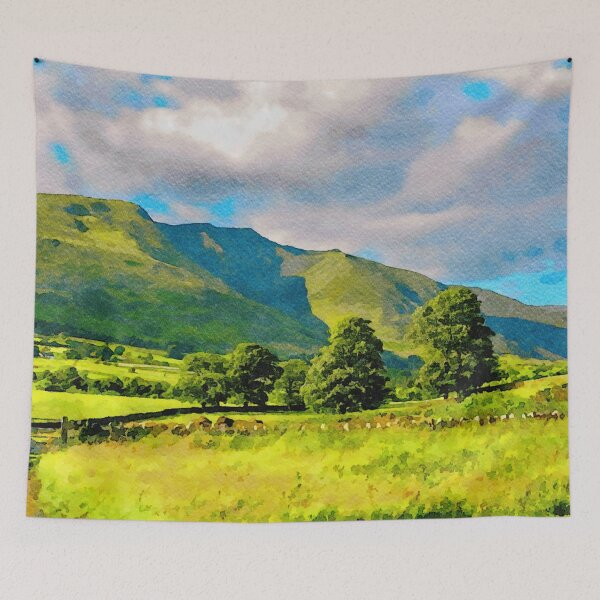 Item preview, Picturesque watercolor painting of the Lake District in England's countryside designed and sold by GestaltImagery.