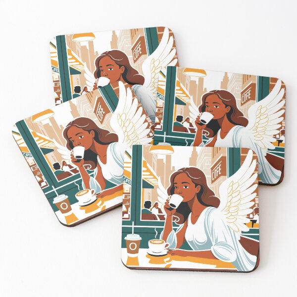 Item preview, Angel getting latte designed and sold by PrintsbyEline.