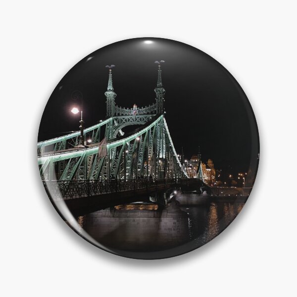 Item preview, Liberty Freedom Bridge in Budapest, Hungary at Night  designed and sold by beccainskeep.