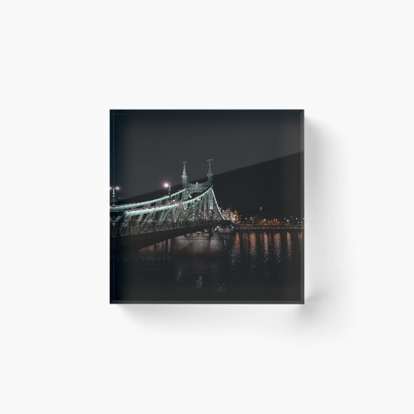 Item preview, Liberty Freedom Bridge in Budapest, Hungary at Night  designed and sold by beccainskeep.