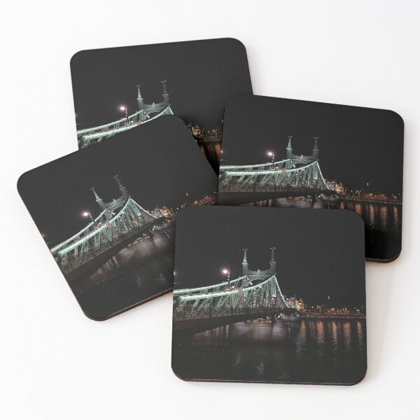 Item preview, Liberty Freedom Bridge in Budapest, Hungary at Night  designed and sold by beccainskeep.