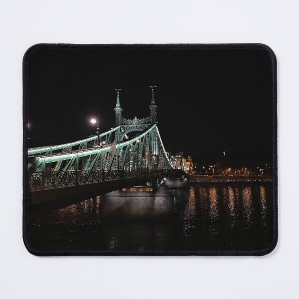 Item preview, Liberty Freedom Bridge in Budapest, Hungary at Night  designed and sold by beccainskeep.