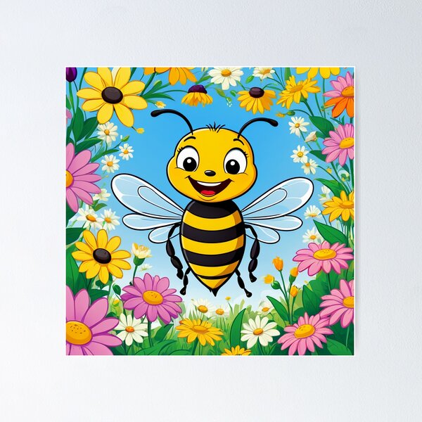 Item preview, Happy Bee in a Flowery Meadow designed and sold by Bunmigraphics .