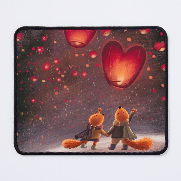 Item preview, A couple of cute squirrels launching sky lanterns in the shape of heart designed and sold by volhakaliaha.