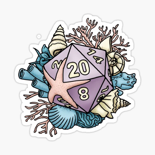 Mermaid D20 Tabletop RPG Gaming Dice Sticker