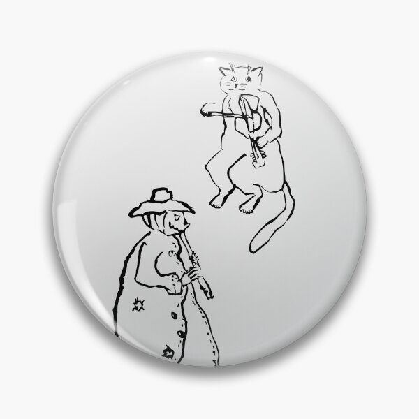 Item preview, Wandering Cat playing on a violin and the Scarecrow - on a flute (black on white version)) designed and sold by Dina Akselrod.