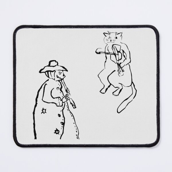 Item preview, Wandering Cat playing on a violin and the Scarecrow - on a flute (black on white version)) designed and sold by Dina Akselrod.