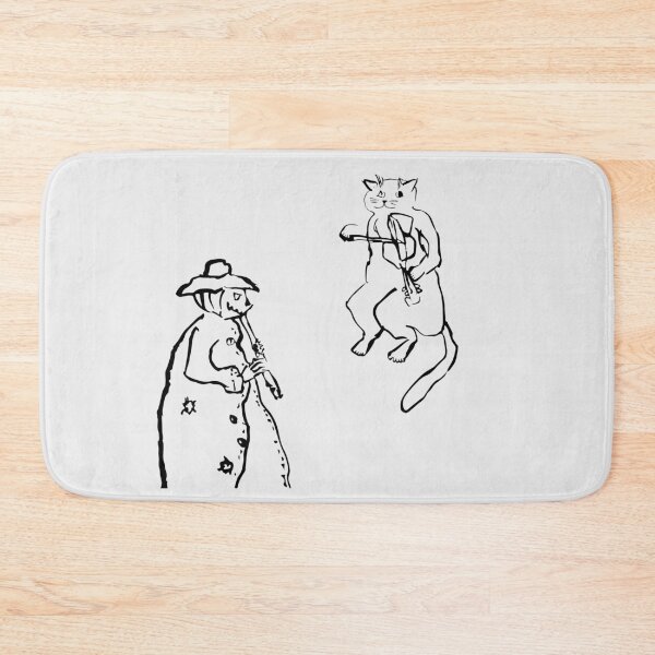 Item preview, Wandering Cat playing on a violin and the Scarecrow - on a flute (black on white version)) designed and sold by Dina Akselrod.