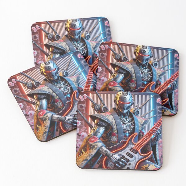 Item preview, Rock Samurai Robots in Kimono – Fusion of Tradition and Futurism - Model 4 designed and sold by NeonBot_Shop.