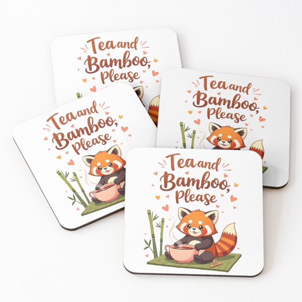 Item preview, Red Panda Drinking Tea - Tea and Bamboo pleas  designed and sold by Bulwshop.