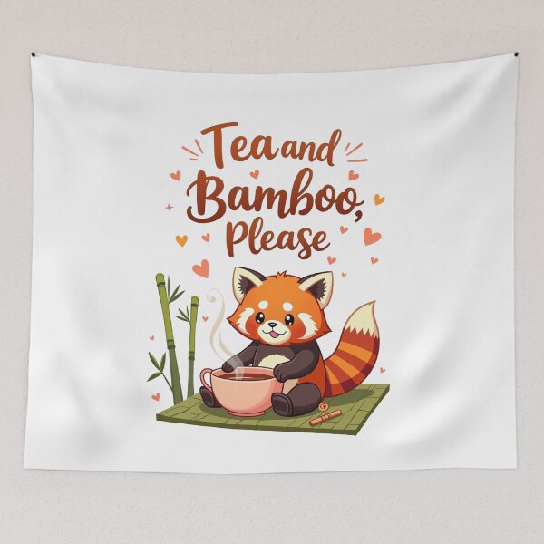 Item preview, Red Panda Drinking Tea - Tea and Bamboo pleas  designed and sold by Bulwshop.