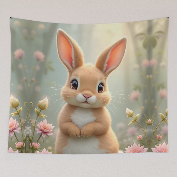 Artikelvorschau, Niedlicher kleiner Hase umgeben von Blumen entworfen und verkauft von MarionsArt.