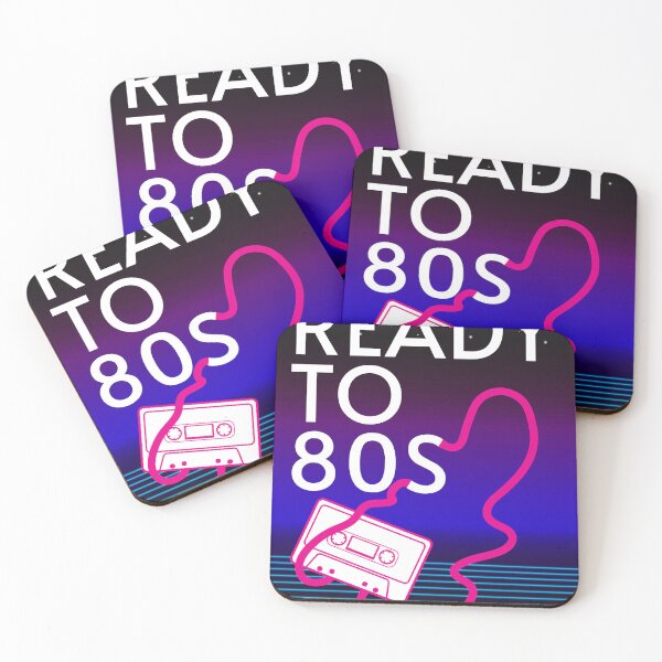 Item preview, A retro-style poster with a cassette tape, a pink line, and the text "READY TO 80S" evokes a nostalgic vibe. designed and sold by Koony House and Field.