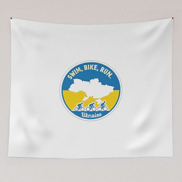 Item preview, Swim, Bike, Run Ukraine – National Pride Athlete Gear designed and sold by Triathlongram.