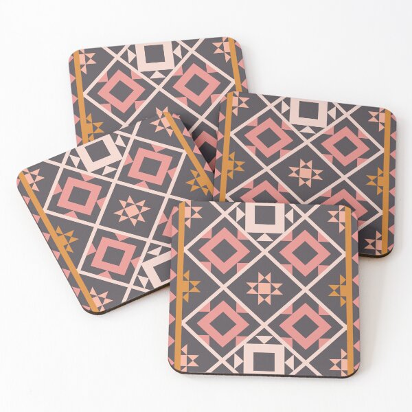 Item preview, Warm Toned Retro Geometric Quilt Pattern with Star and Diamond Accents designed and sold by BlueLela.