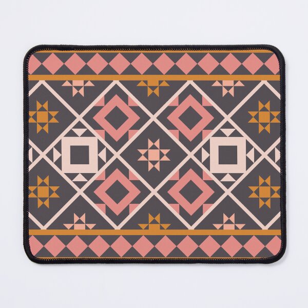 Item preview, Warm Toned Retro Geometric Quilt Pattern with Star and Diamond Accents designed and sold by BlueLela.