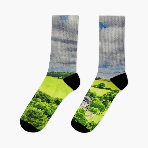 Item preview, Scenic watercolor landscape of Caernarfon countryside in Wales designed and sold by GestaltImagery.