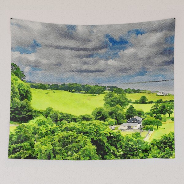 Item preview, Scenic watercolor landscape of Caernarfon countryside in Wales designed and sold by GestaltImagery.