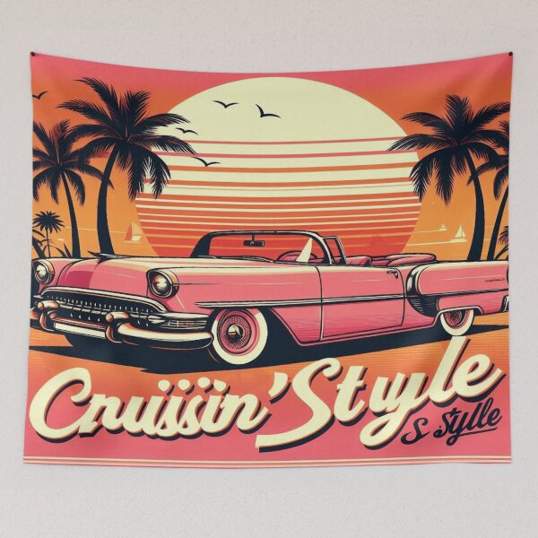 Item preview, Pink Car Cruisin In Style Palm Trees Sun Orange Pink Gradient designed and sold by AvasMillswork.