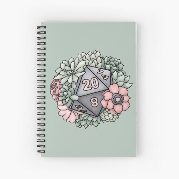 Succulent D20 Tabletop RPG Gaming Dice Spiral Notebook