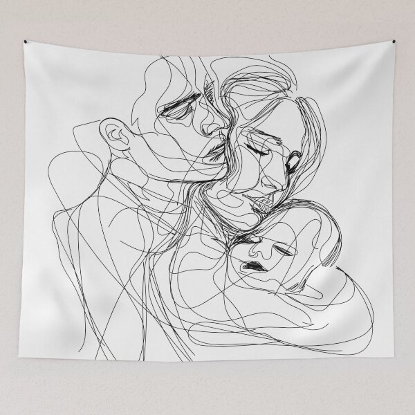 Item preview, Scribble Art - One Line Art - Family Bonds, Father, Mother and Baby designed and sold by One-Line-Artist.