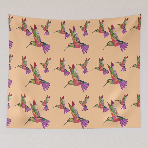 Item preview, Bird Colibri -  pink brown pattern designed and sold by StudioViArt.