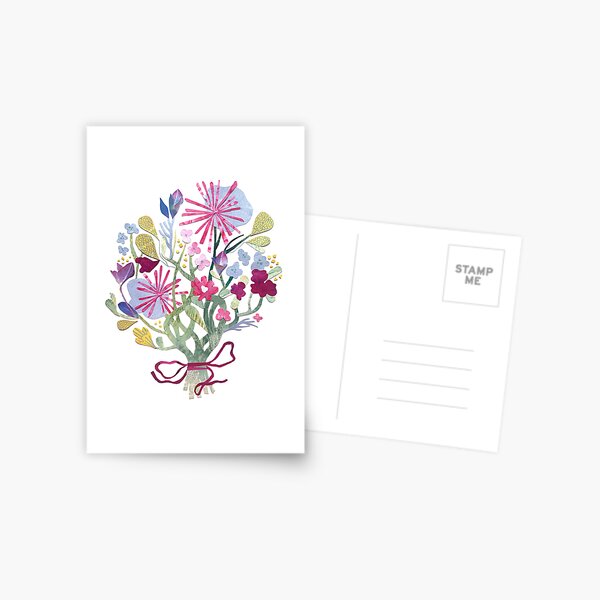 Paper Collage Bouquet Postcard