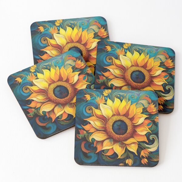 Item preview, Bold, thick-stroked sunflowers in swirling pattern design. designed and sold by HEMRO.