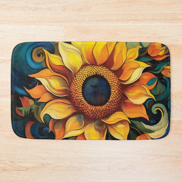 Item preview, Bold, thick-stroked sunflowers in swirling pattern design. designed and sold by HEMRO.