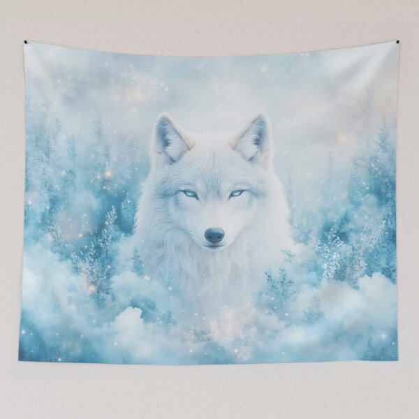 Item preview, Cosmic White Wolf in Winter Landscape designed and sold by AshiraCreations.