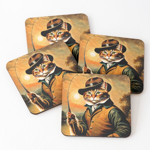 Item preview, Vintage Cat Art: Cat Fisherman Portrait | Animal Art | Cat Art | Cat Oil Painting designed and sold by UnhingedBird.