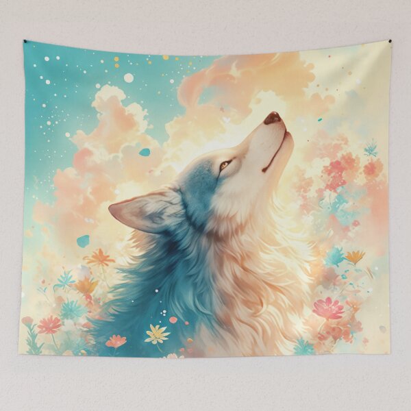 Item preview, Dreamy Wolf Surrounded by Flowers designed and sold by AshiraCreations.