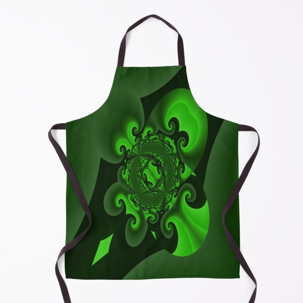 Dark Green And Lime Spiral Wave Apron