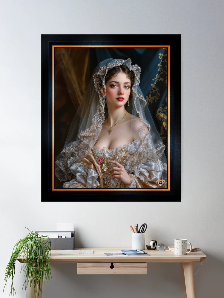 Portrait Of Isabella Celeste Dufresne, A Picture Of Feminine Grace Alluring AI Concept Art by Xzendor7 Room Decor Poster Art Print