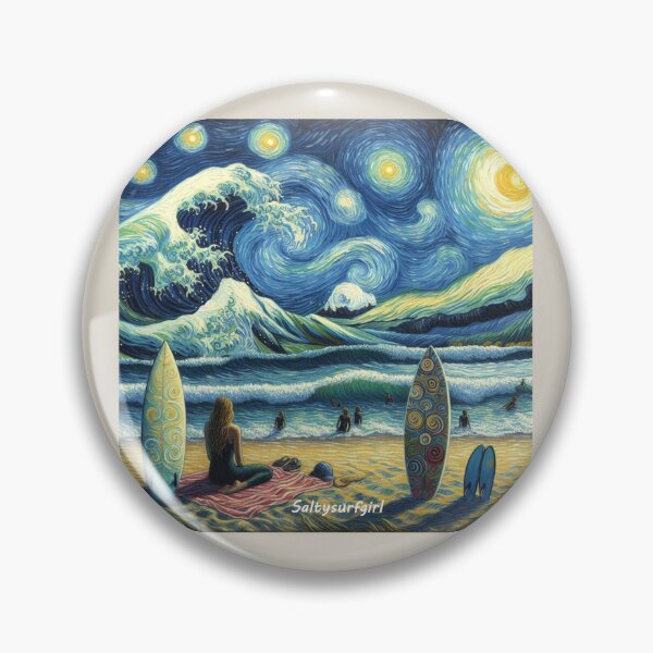 Item preview, Starry Night surf girl designed and sold by SaltySurfgirl.