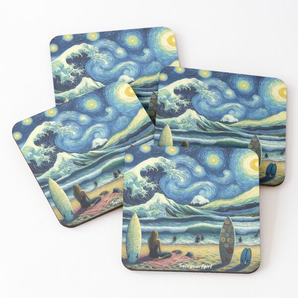 Item preview, Starry Night surf girl designed and sold by SaltySurfgirl.