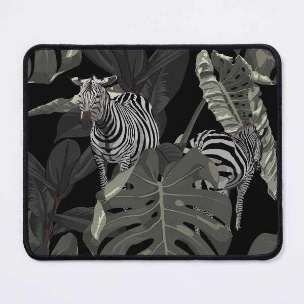 Item preview, Tropical green monstera leaf with Safari zebra animal illustration.  designed and sold by MatyKotiv.