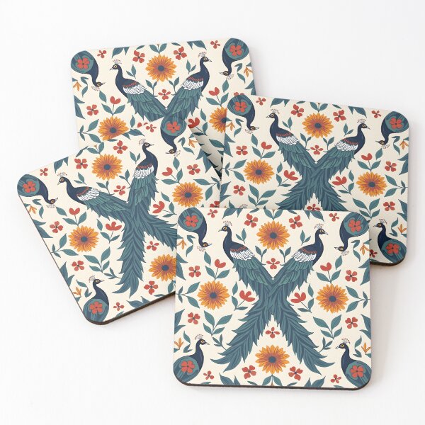 Item preview, Peacock Floral Pattern - Duvets, Canvas Prints, Shower Curtains designed and sold by CelestialAllure.