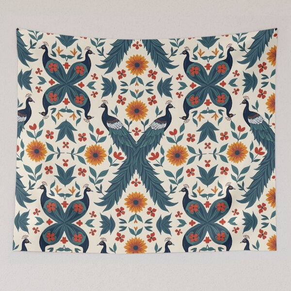 Item preview, Peacock Floral Pattern - Duvets, Canvas Prints, Shower Curtains designed and sold by CelestialAllure.