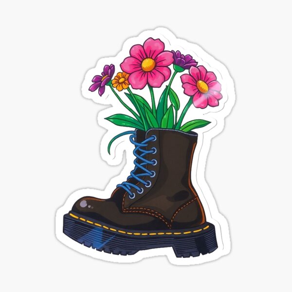 Item preview, flowers growing from doc marten boot designed and sold by QuantumPalette.