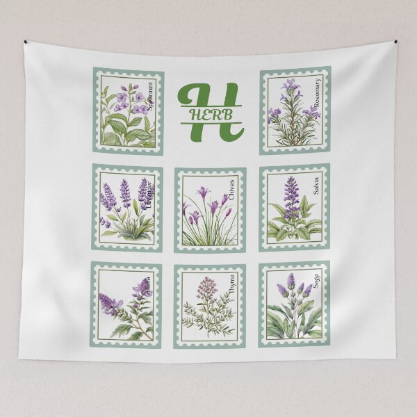Item preview, Herb stamp collage in green designed and sold by whee25.