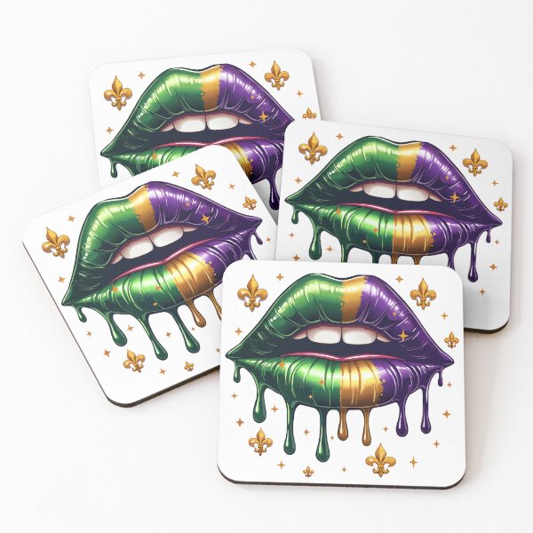 Item preview, Mardi Gras Dripping Lips Design with Fleur-de-Lis designed and sold by Colorten.