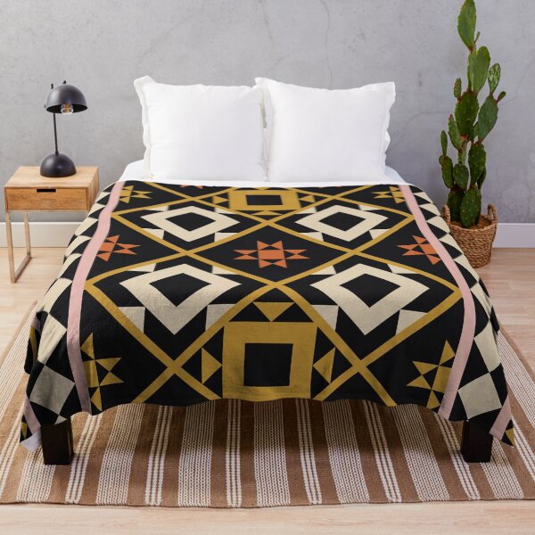 Item preview, Bold Geometric Quilt Pattern with Gold and Black designed and sold by BlueLela.