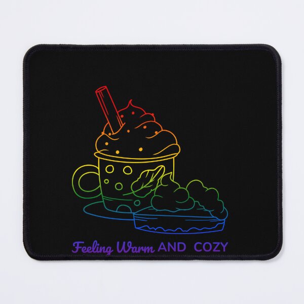 Item preview, Feeling Warm and Cozy, Classic pride flag graphic, Pie and Hot Chocolate Graphic, selfcare, relax, pride, Pumpkin Pie, Cozy winter Vibes, Treat time, designed and sold by PrideBeProud.
