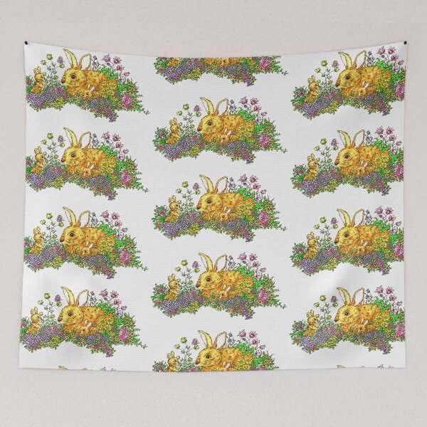 Item preview, Springtime Bunnies with Flowers in Mosaic Print  designed and sold by Belknap.