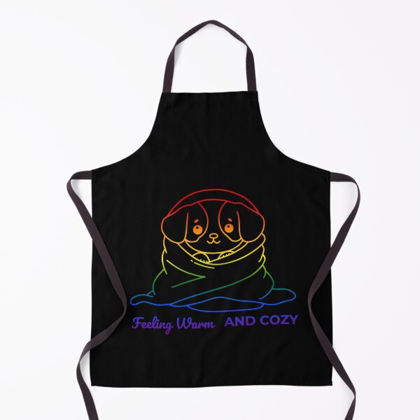 Item preview, Feeling Warm and Cozy, Classic pride flag graphic, Dog wrapped in blanket Graphic, Dog lover , relax, pride, cute puppy, Cozy winter Vibes, me time, designed and sold by PrideBeProud.