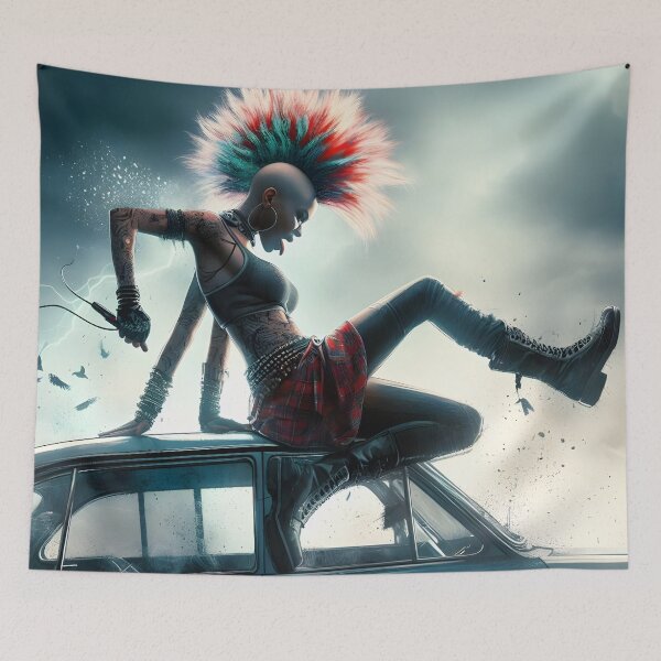 Aperçu de l'œuvre punk woman dancing (00025) créée et vendue par cedmultimedia.